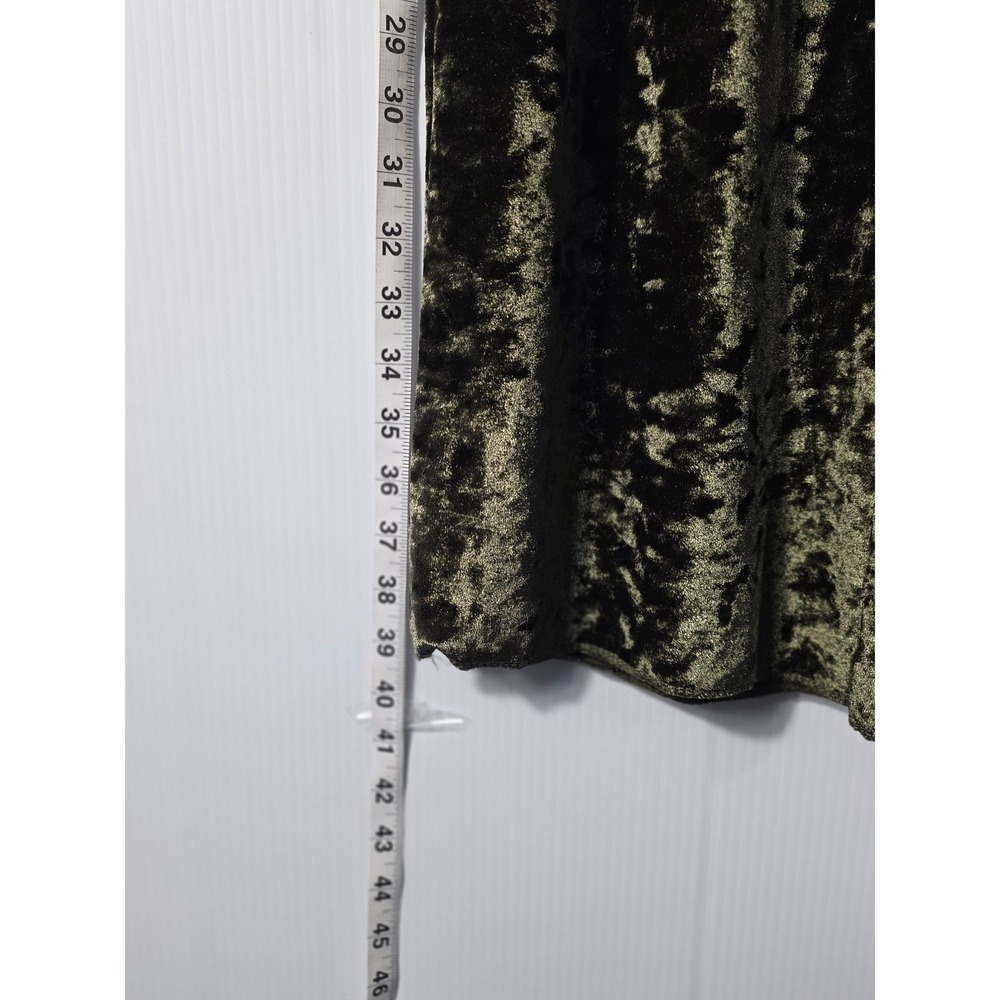 NEW C-Mode‎ Women Olive Green Crushed Velvet Wide Leg High Waist Retro Pants - Picture 6 of 8